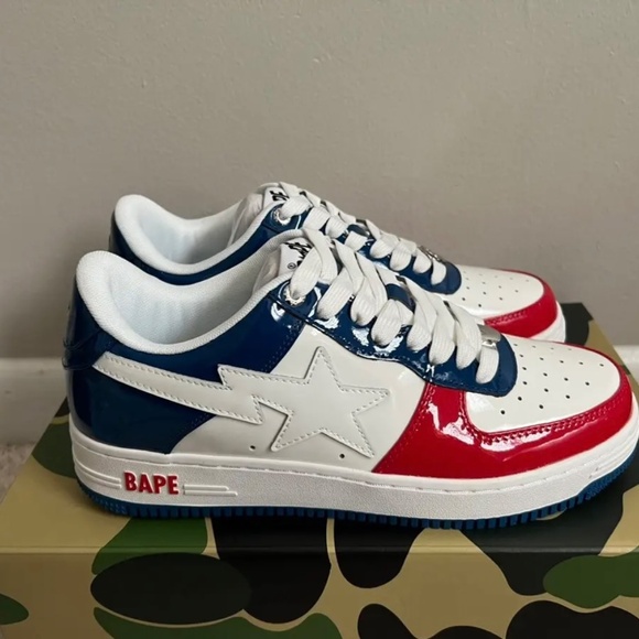 Bathing Ape Red/White/Blue Bape Sta Size 9 - Picture 2 of 4